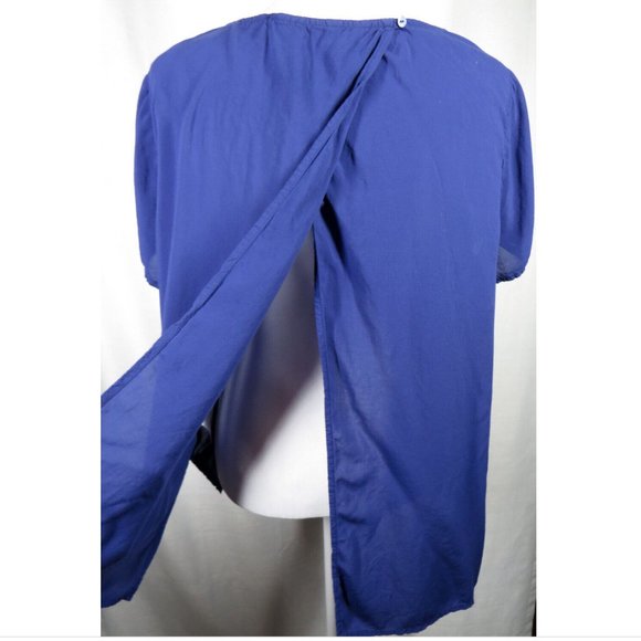 Old Navy Women's Large Blue Split Back Short Sleeve Lightweight Top - Picture 1 of 8